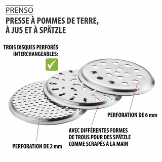 Presse à pommes de terres multifonctions en inox